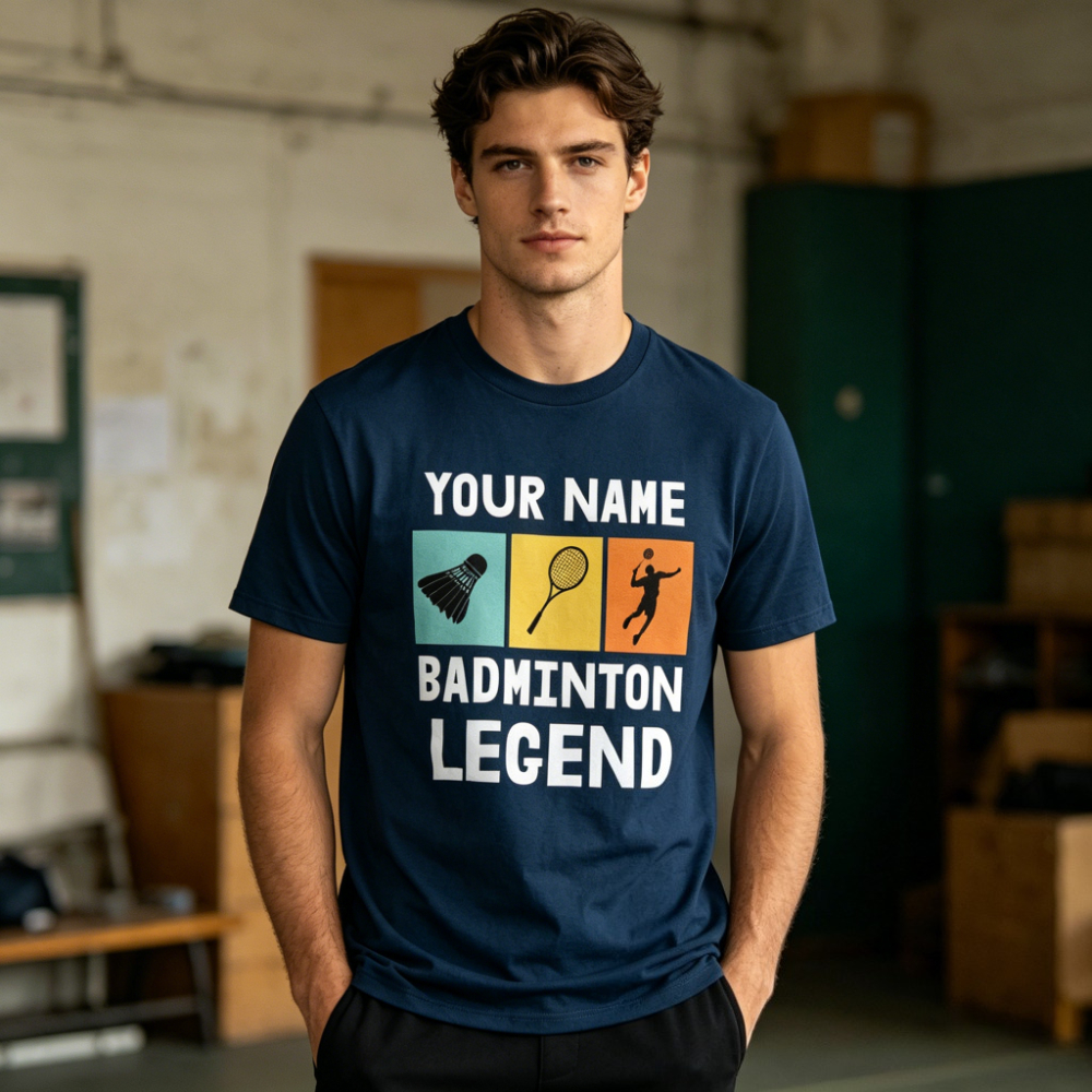 Badminton Legend - Spersonalizowana koszulka z legendarną legendą badmintona,
